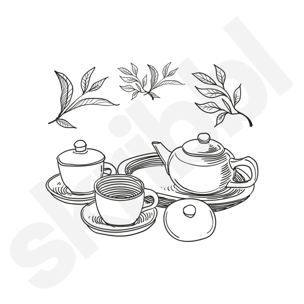 'Ceramic Teapot Set' Illustration Food Patterns